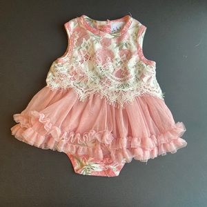 Nicole Miller Pink Floral and Lace Baby Dress size 6-9 Months